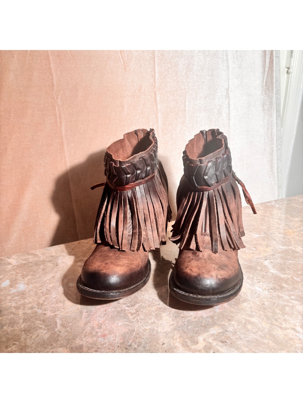 NWT “RARE” Freebird by Steven CHIEF Fringe Leather Luxe Ankle Boots Cocoa Size 9 - Picture 13 of 16